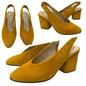 CASLON Yellow Slingback Block Heel Shoes size 6 M